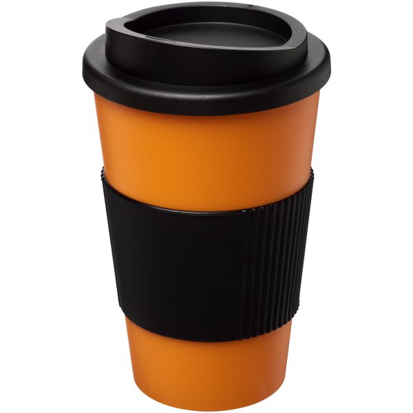 Kubek termiczny z serii Americano® o pojemności 350 ml z uchwytem P068969C pomarańczowy / czarny