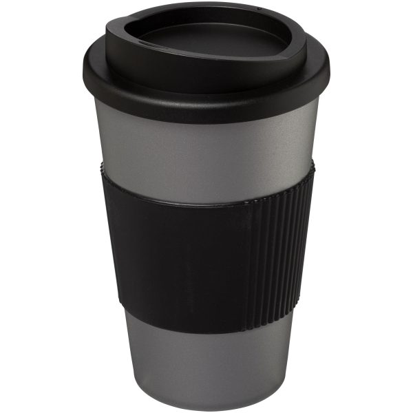 Kubek termiczny z serii Americano® o pojemności 350 ml z uchwytem P068969C srebrny / czarny