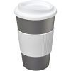 Kubek termiczny z serii Americano® o pojemności 350 ml z uchwytem P068969C srebrny / biały