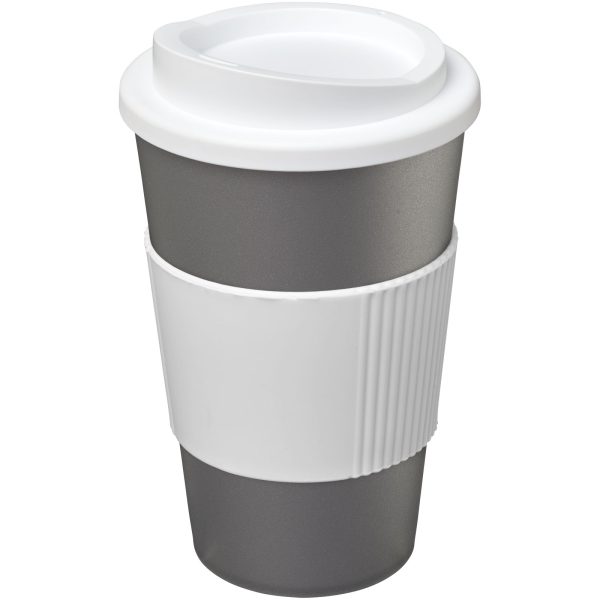 Kubek termiczny z serii Americano® o pojemności 350 ml z uchwytem P068969C srebrny / biały