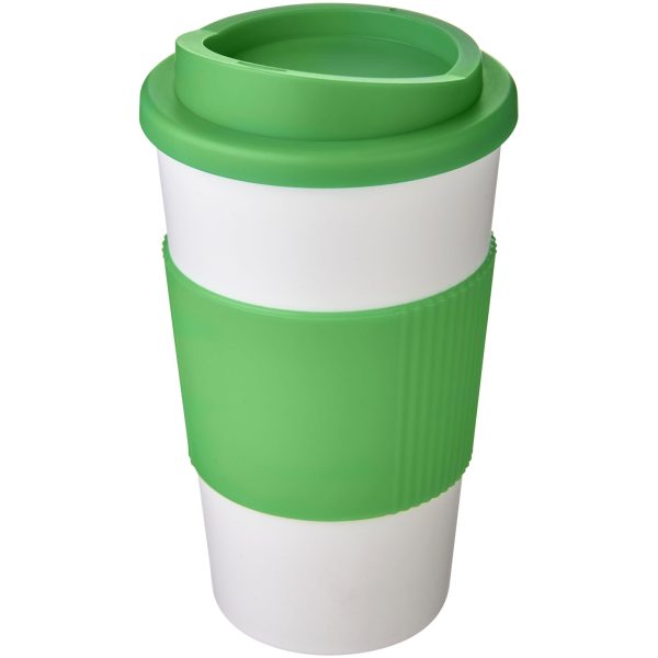 Kubek termiczny z serii Americano® o pojemności 350 ml z uchwytem P068969C biały / zielony