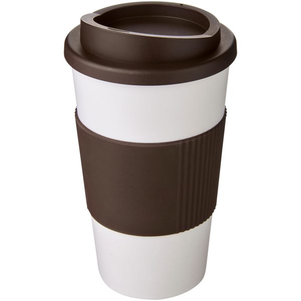 Kubek termiczny z serii Americano® o pojemności 350 ml z uchwytem P068969C biały / brązowy