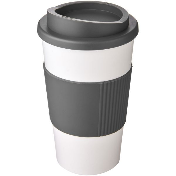 Kubek termiczny z serii Americano® o pojemności 350 ml z uchwytem P068969C biały / szary