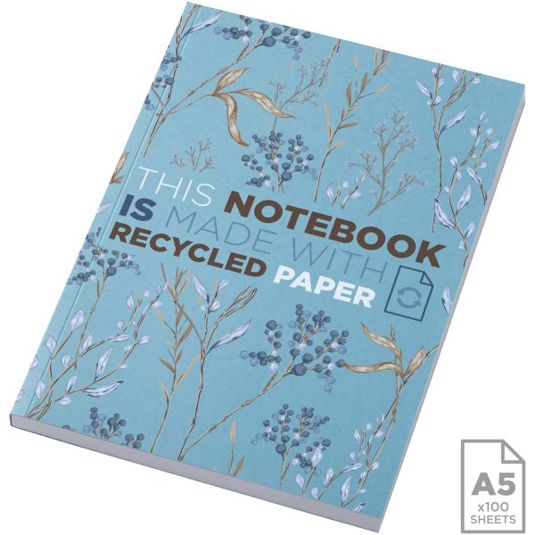 Notatnik A5 Novella Austen z miękkiej okładki z recyklingu, 100 kartek P109936C niebieski