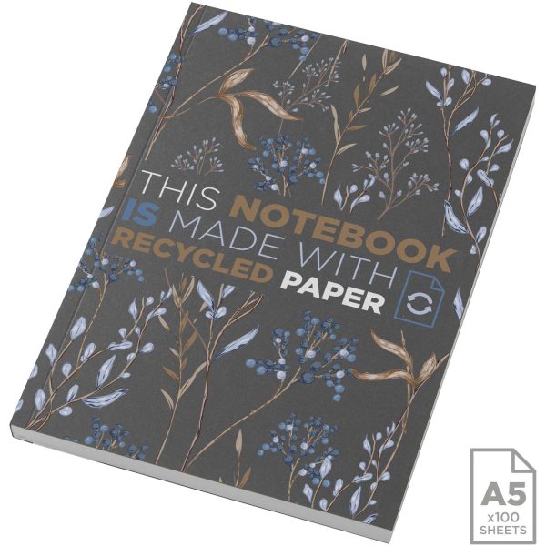 Notatnik A5 Novella Austen z miękkiej okładki z recyklingu, 100 kartek P109936C ciemnografitowy