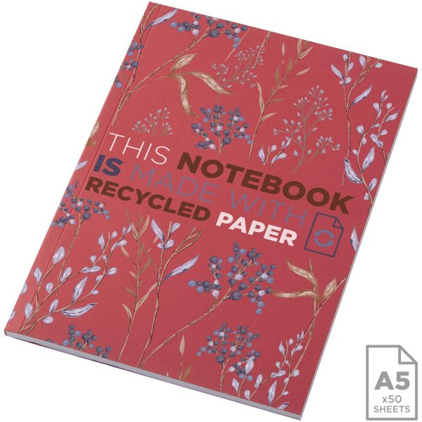 Notatnik A5 Novella Austen z miękką okładką z materiału z recyklingu, 50 kartek P109941C czerwony