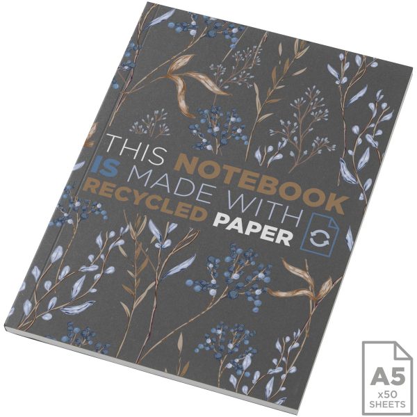 Notatnik A5 Novella Austen z miękką okładką z materiału z recyklingu, 50 kartek P109941C ciemnografitowy