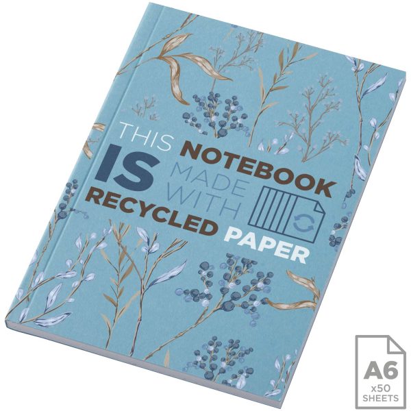 Notatnik A6 Novella Austen z miękką okładką z materiału z recyklingu, 50 kartek P109951C niebieski
