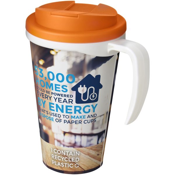 Kubek Brite-Americano® 350 ml z wieczkiem zapobiegającym rozchlapaniu P072680C biały / pomarańczowy