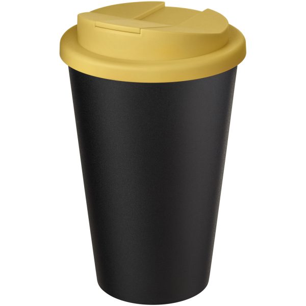 Kubek Americano® Eco z recyklingu o pojemności 350 ml z pokrywą odporną na zalanie P073573C żółty / czarny