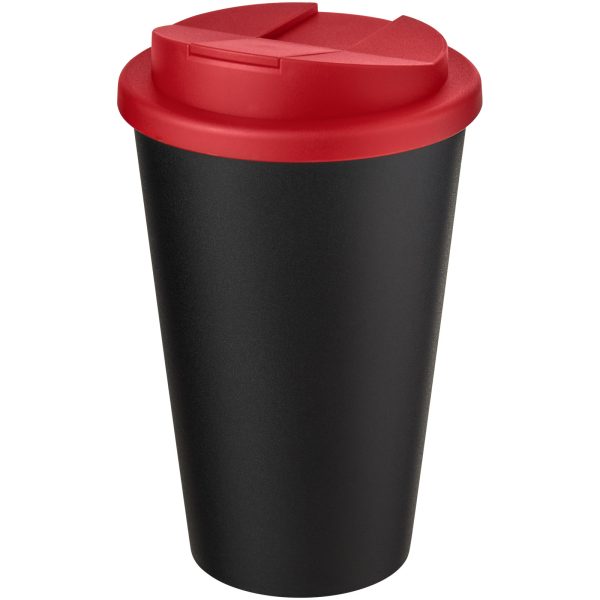 Kubek Americano® Eco z recyklingu o pojemności 350 ml z pokrywą odporną na zalanie P073573C czerwony / czarny
