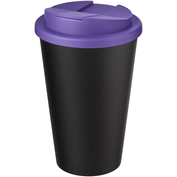 Kubek Americano® Eco z recyklingu o pojemności 350 ml z pokrywą odporną na zalanie P073573C fioletowy / czarny