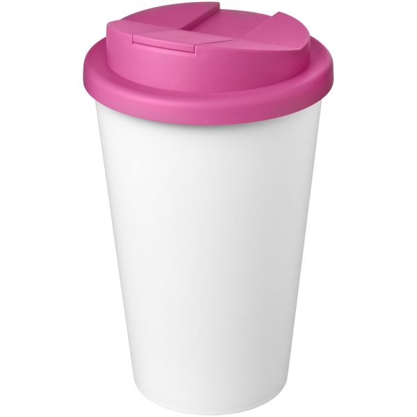 Kubek Americano® Eco z recyklingu o pojemności 350 ml z pokrywą odporną na zalanie P073573C różowy / biały