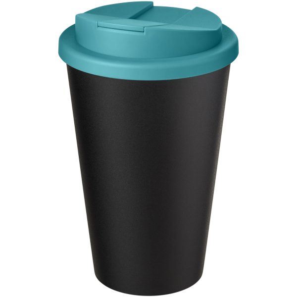 Kubek Americano® Eco z recyklingu o pojemności 350 ml z pokrywą odporną na zalanie P073573C błękitny / czarny