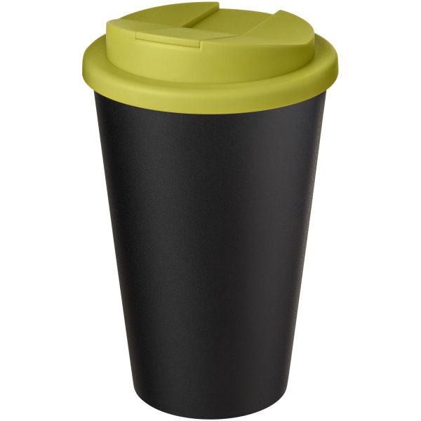 Kubek Americano® Eco z recyklingu o pojemności 350 ml z pokrywą odporną na zalanie P073573C limonka / czarny