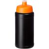 Baseline 500 ml butelka sportowa z recyklingu P074251C czarny / pomarańczowy