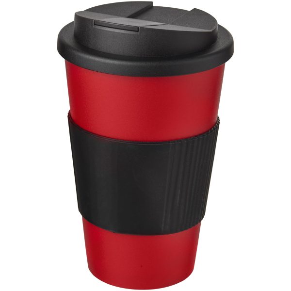Americano® 350 ml tumbler with grip & spill-proof lid P072775C czerwony / czarny