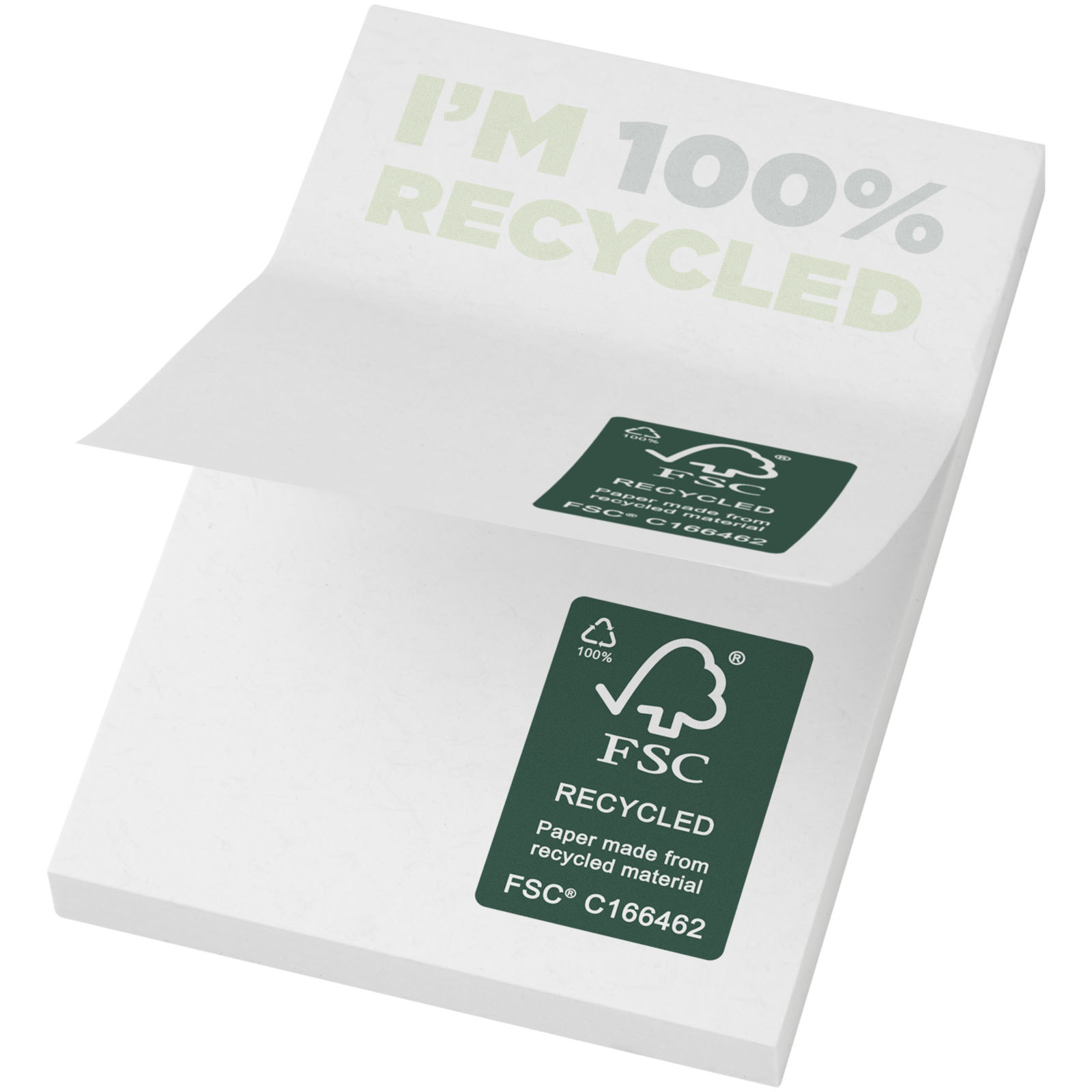 Karteczki samoprzylepne z recyklingu o wymiarach 50 x 75 mm Sticky-Mate®  P074203C PFC-21285-W