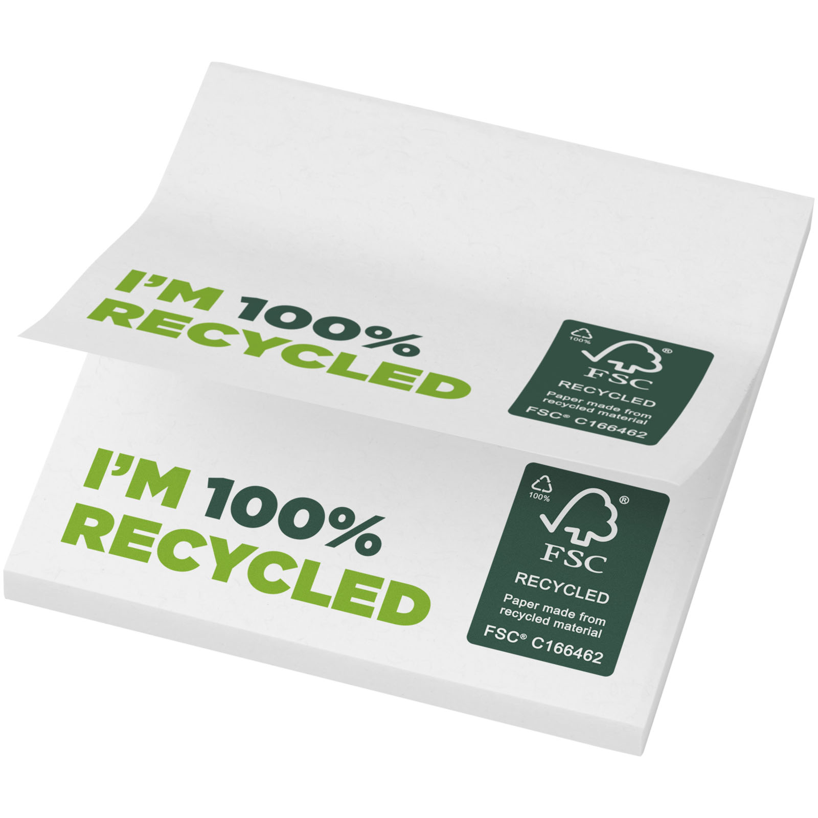 Karteczki samoprzylepne z recyklingu o wymiarach 75 x 75 mm Sticky-Mate® P074206C PFC-21286-W