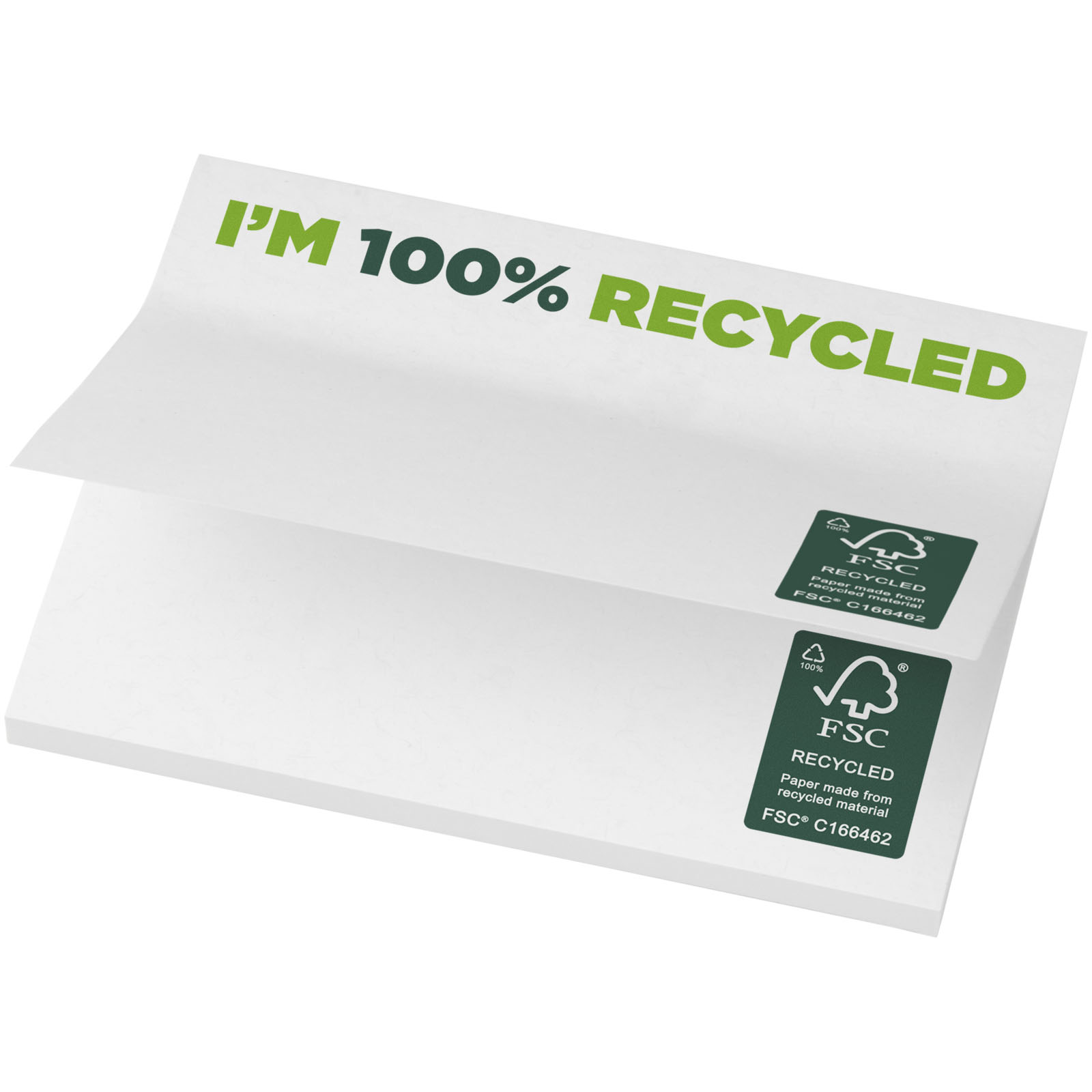 Karteczki samoprzylepne z recyklingu o wymiarach 100 x 75 mm Sticky-Mate® P074209C PFC-21287-W