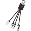 Kabel z podświetlonym logo 3w1 z brelokiem - SCX.design C15 P075788C czerwony / czarny