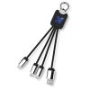 Kabel z podświetlonym logo 3w1 z brelokiem - SCX.design C15 P075788C niebieski / czarny