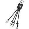Kabel z podświetlonym logo 3w1 z brelokiem - SCX.design C15 P075788C czarny / biały