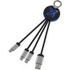 Kabel z podświetlonym logo 3w1 z brelokiem - SCX.design C16 P075793C niebieski / czarny