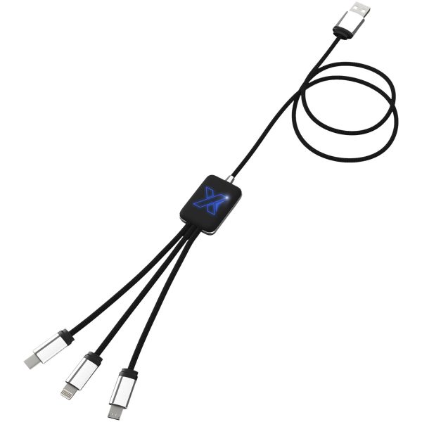 Kabel z podświetlonym logo 3w1 - SCX.design C17 P075821C niebieski / czarny