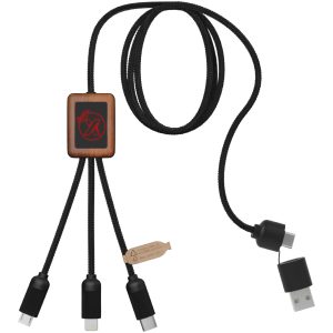 SCX.design C38 kabel do ładowania z podświetlanym logo 5-w-1 rPET i z kwadratową drewnianą obudową 40W P075800C PFC-2PX072-W