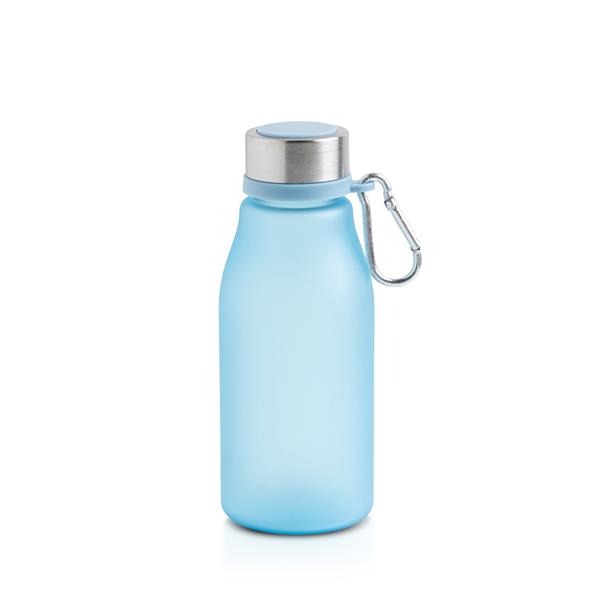 Matowa butelka RPET o pojemności 350 ml z karabińczykiem / Bijou P108825P tourquise blue