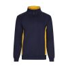 VL SVAROG. Dwukolorowa bluza frotte (260 g/m²) z poliestru (65%) i bawełny (35%) P095250S granatowy / żółty