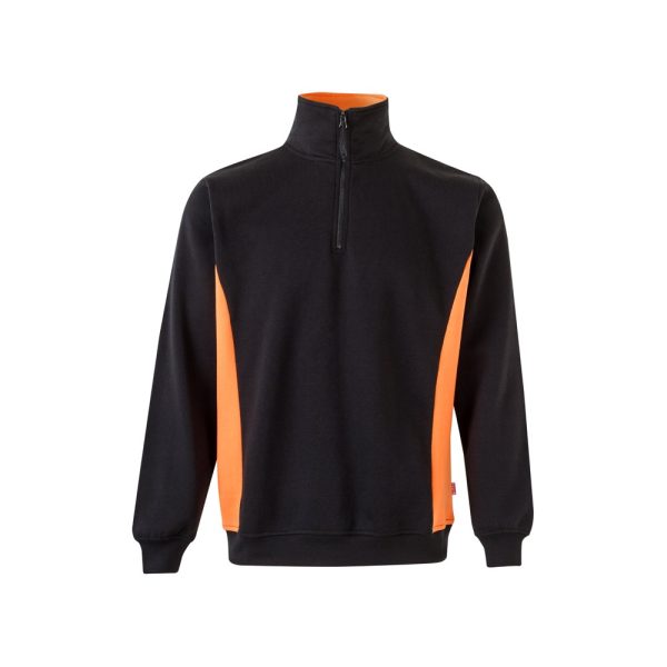 VL SVAROG. Dwukolorowa bluza frotte (260 g/m²) z poliestru (65%) i bawełny (35%) P095250S czarny / pomarańczowy