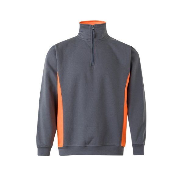 VL SVAROG. Dwukolorowa bluza frotte (260 g/m²) z poliestru (65%) i bawełny (35%) P095250S szary / pomarańczowy