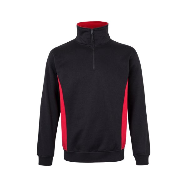 VL SVAROG. Dwukolorowa bluza frotte (260 g/m²) z poliestru (65%) i bawełny (35%) P095250S czarny / czerwony