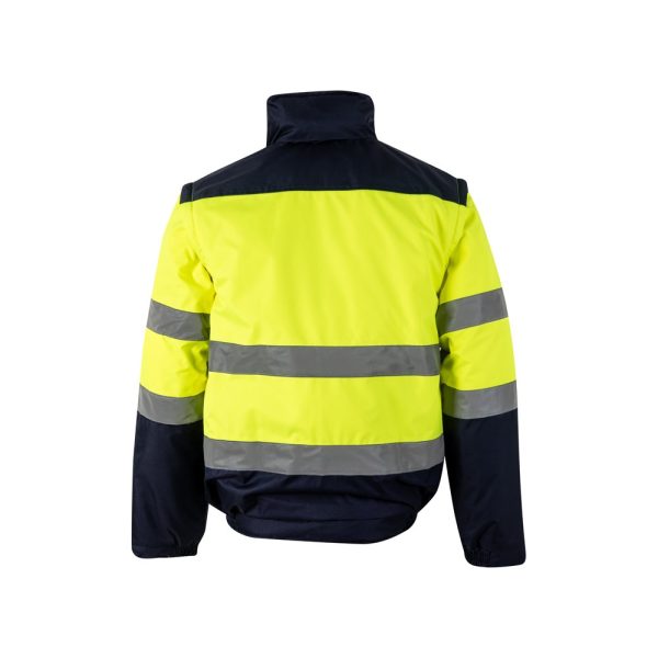 VL JUPITER LARGE. Dwukolorowa ocieplana kurtka (180 g/m²) z poliestru (100%) z powłoką PU P095607S granatowy / żółty