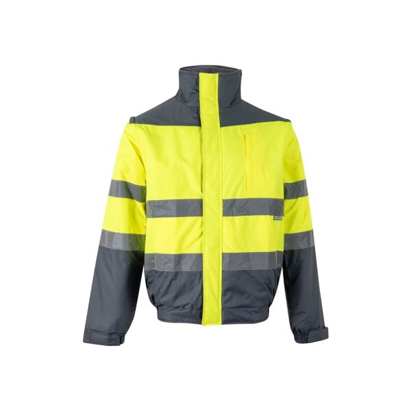 VL JUPITER LARGE. Dwukolorowa ocieplana kurtka (180 g/m²) z poliestru (100%) z powłoką PU P095607S szary / żółty