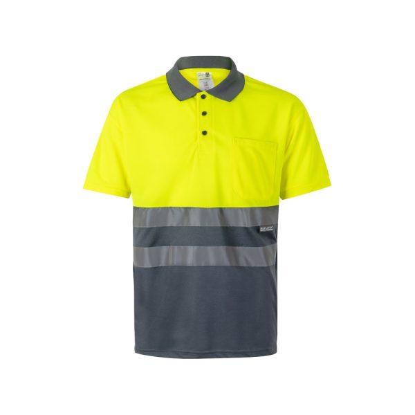 VL CUPID LARGE. Dwukolorowa koszulka polo w ptasie oczy (160 g/m²) z krótkim rękawem, poliester (100%) P095669S szary / żółty