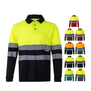 VL VULCAN. Dwukolorowa koszulka polo w ptasie oczy (160 g/m²) z długimi rękawami, z poliestru (100%) P095687S ST-36067-W