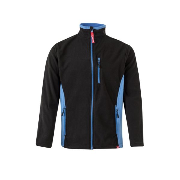 VL GERAS. Dwukolorowa kurtka polarowa (220 g/m²) z poliestru (100%) P095874S czarny / błękitny