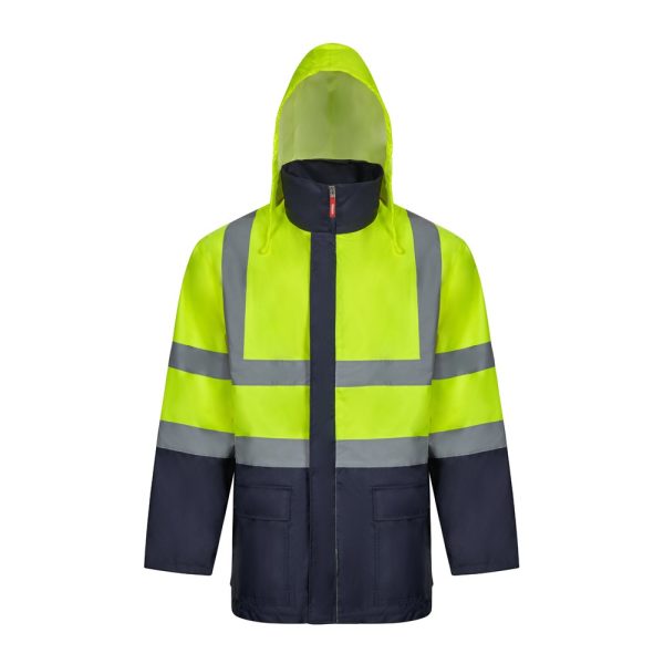 VL JUNO LARGE. Dwukolorowa kurtka 4 w 1 (180 g/m²) z poliestru (100%) z powłoką PU P096406S granatowy / żółty