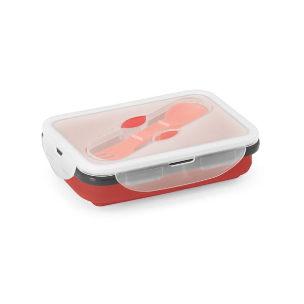 SAFFRON. Lunch Box. Wysuwane hermetyczne pudełko wykonane z silikonu i PP 640 mL P036947S czerwony