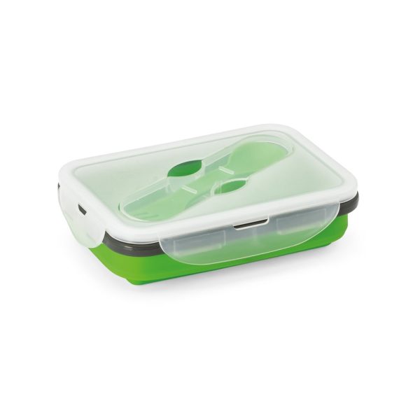 SAFFRON. Lunch Box. Wysuwane hermetyczne pudełko wykonane z silikonu i PP 640 mL P036947S jasnozielony