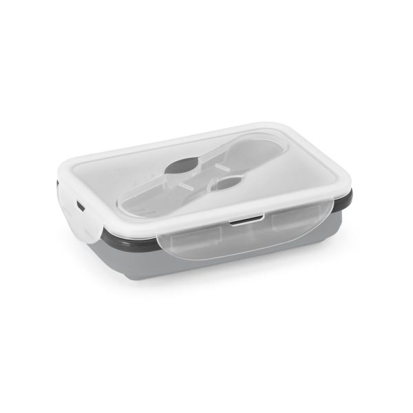 SAFFRON. Lunch Box. Wysuwane hermetyczne pudełko wykonane z silikonu i PP 640 mL P036947S jasnoszary