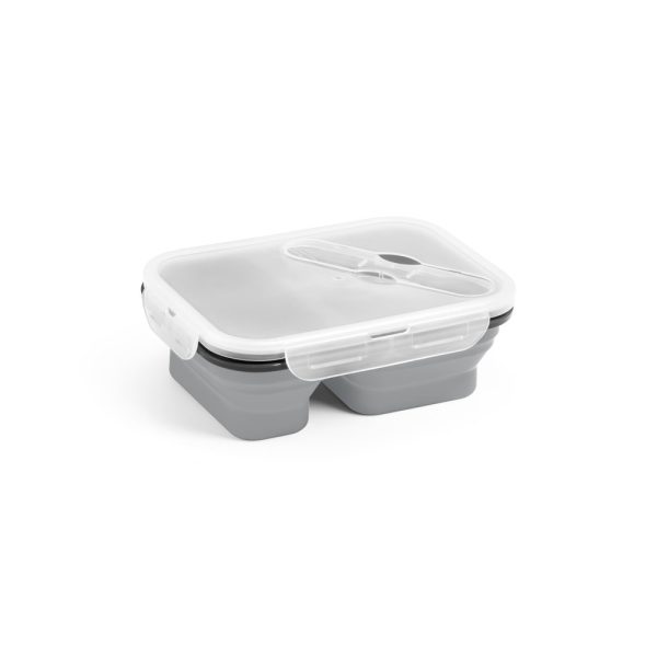 DILL. Lunch Box. Wysuwane hermetyczne pudełko wykonane z silikonu i PP (480 i 760 mL) P036951S jasnoszary