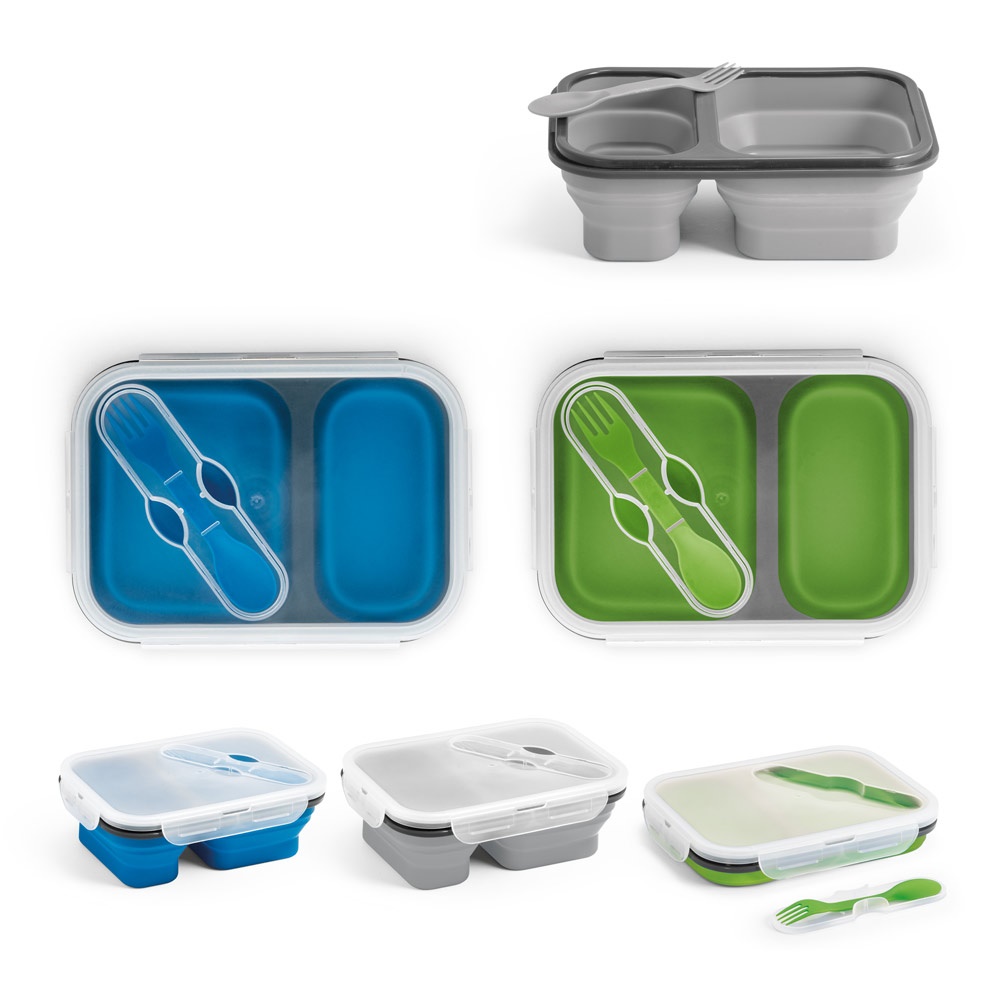 DILL. Lunch Box. Wysuwane hermetyczne pudełko wykonane z silikonu i PP (480 i 760 mL) P036951S ST-93848-W