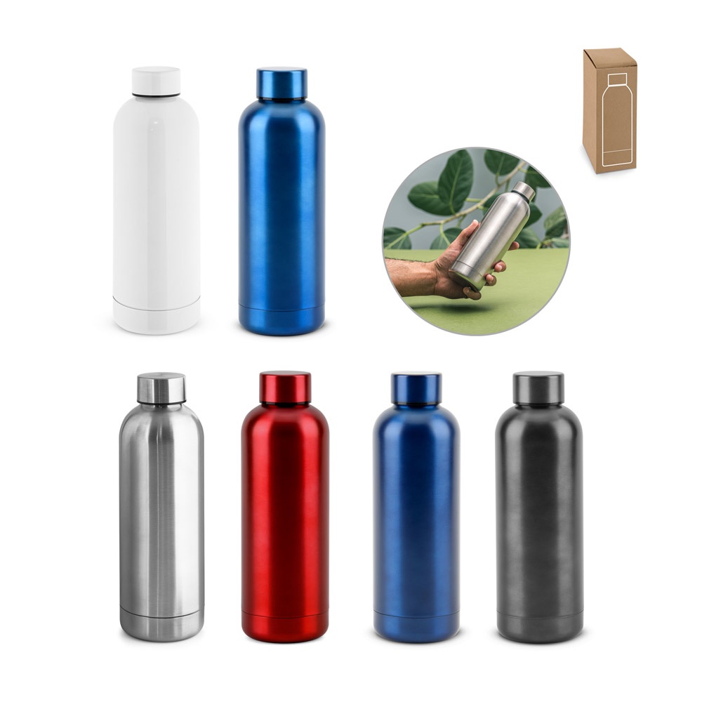 ODIN METTALIC. Butelka z 90% stali nierdzewnej pochodzącej z recyklingu 550 mL P083151S ST-94288-W
