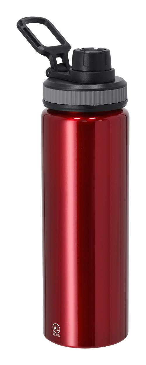 Butelka sportowa z aluminium z recyklingu P119998D czerwony