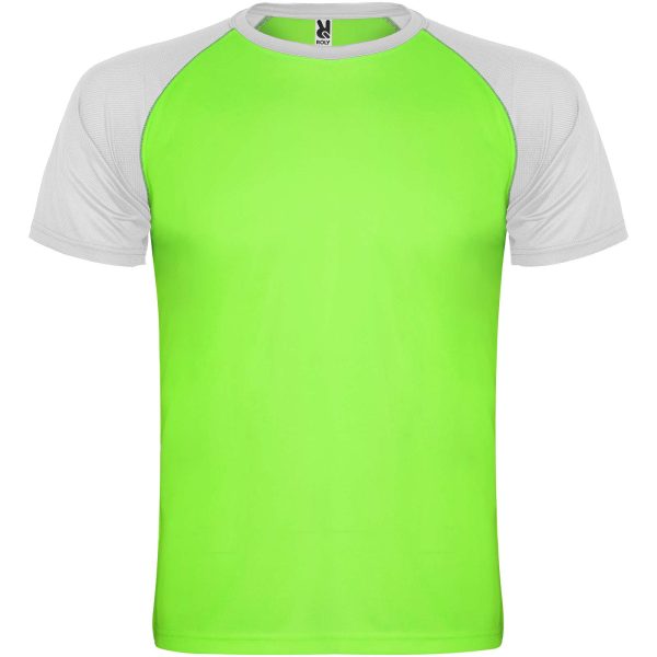 Indianapolis sportowa koszulka dziecięca z krótkim rękawem P082407C fluor green / biały