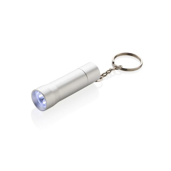 Brelok do kluczy z aluminium z recyklingu, latarka Flash P104898X szary